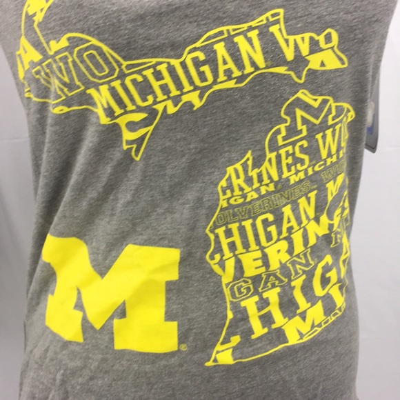 Sideline Apparel University of Michigan Tank Top, Gray, Yellow, Medium - Picture 3 of 6